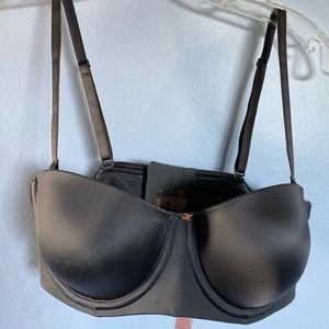 Savage X Fenty 36B Convertible Strapless Push-Up Bra, Dark Grey